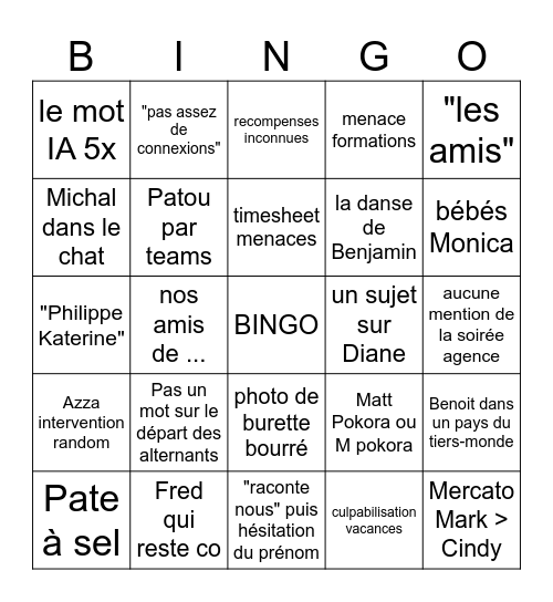 Goodbye Month Bingo Card