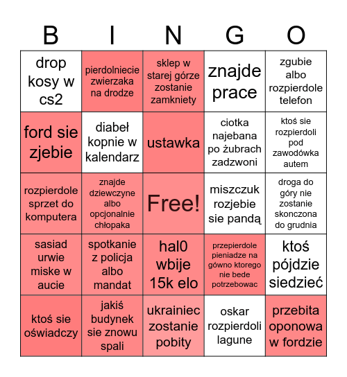 bingo na ten rok 2025 Bingo Card
