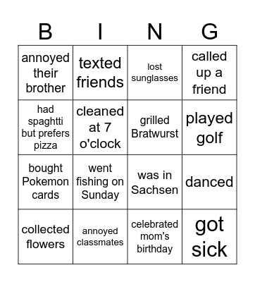 Kapitel 3 Period 3 Bingo Card