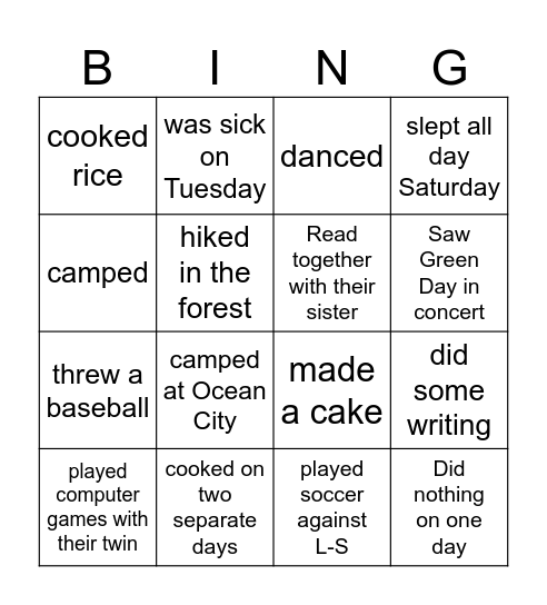 Kapitel 3 Period 4 Bingo Card