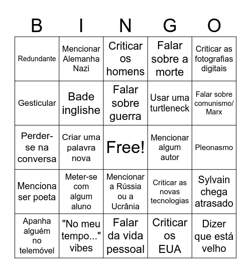 BINGO QUINTAIS Bingo Card