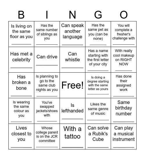 Find someone who... Bingo Card