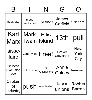 Unit 2 Test Review Bingo Card