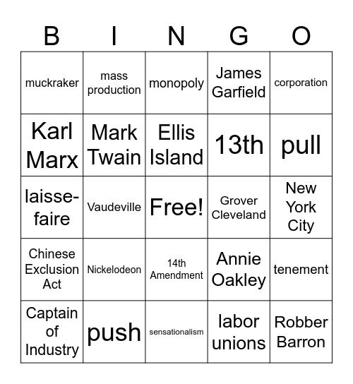 Unit 2 Test Review Bingo Card