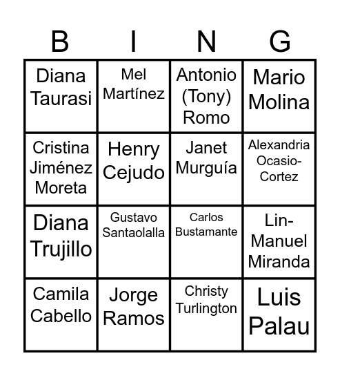 El mes de la Hispanidad: Hispanic Heritage Month Bingo Card