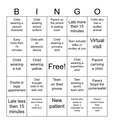 Front Office Bingo Card