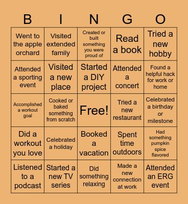 October PPG Team Meeting Bingo Card