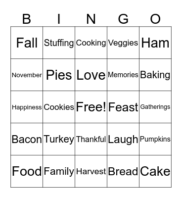 Thanksgiving BINGO! Bingo Card