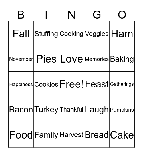 Thanksgiving BINGO! Bingo Card