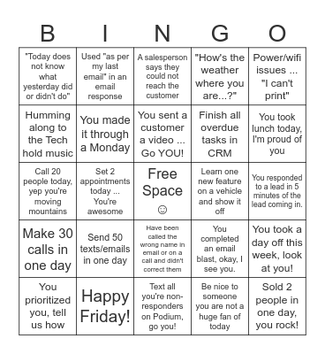 Fall BDC BINGO Card