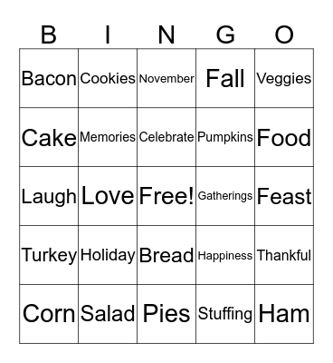 Thanksgiving BINGO! Bingo Card