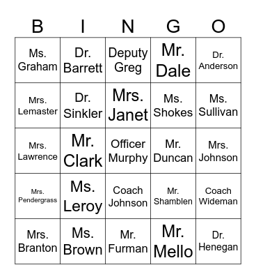 Freshman Leadership Bingo Card