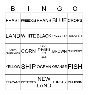 THANKSGIVING BINGO Card