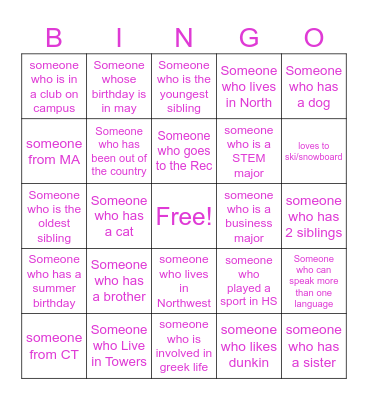 FUN FACT BINGO Card