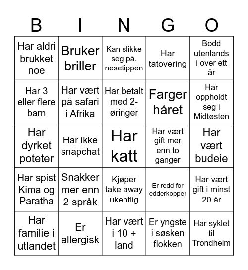 Svar ærlig Bingo Card