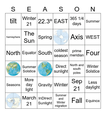 Seasons Bingo Card