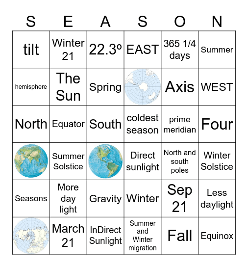 Seasons Bingo Card