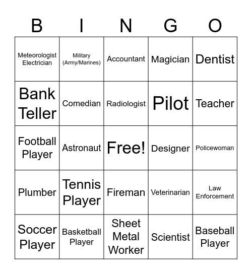 Career Bingo Card
