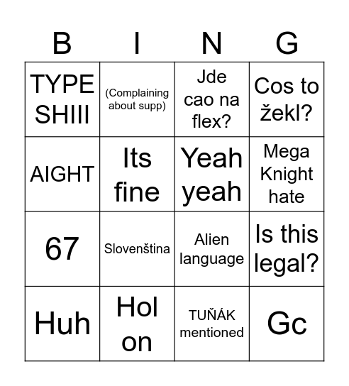 Dun BINGO Card