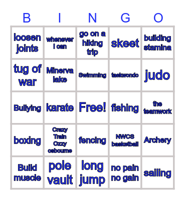 My health class bingo Card