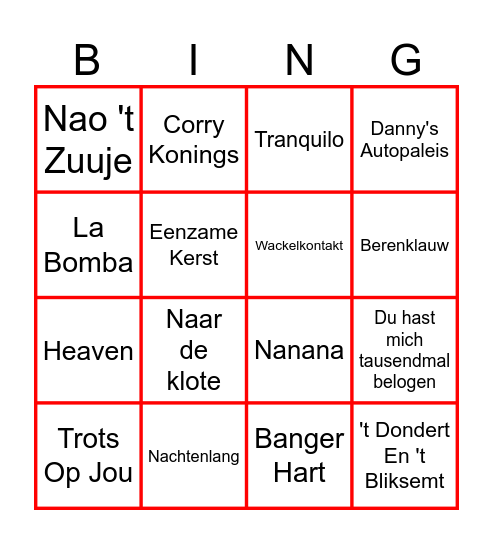 Raod van 6 Muziekbingo Card