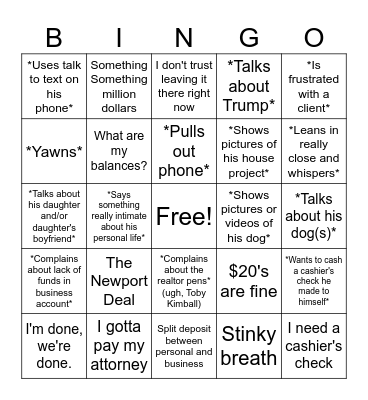 Tim Silvia Bingo Card