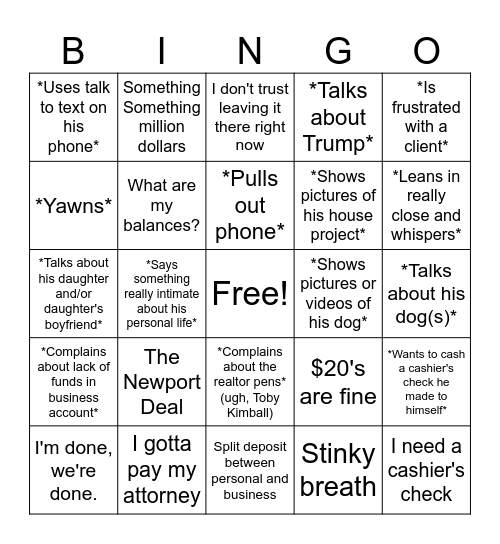 Tim Silvia Bingo Card