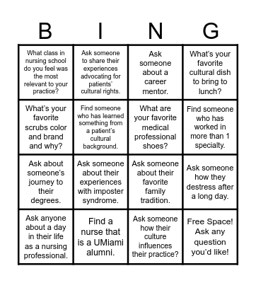 Hispanic Healthcare Bingo Card