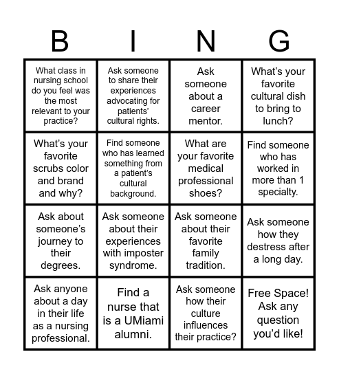 Hispanic Healthcare Bingo Card