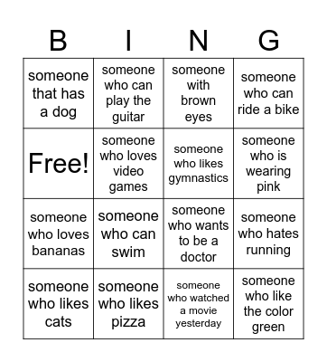 Let's get started ! Bingo Card