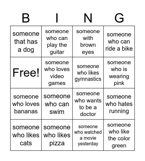 Let's get started ! Bingo Card