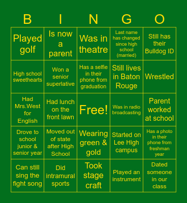 BRMHS C/O ‘15 10 Year Reunion BULLDOG Bingo Card