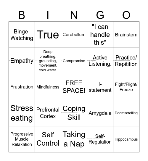 Group Therapy Bingo Card