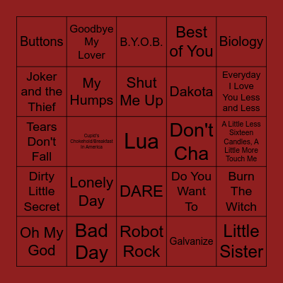 2005 Music Bingo!! Bingo Card