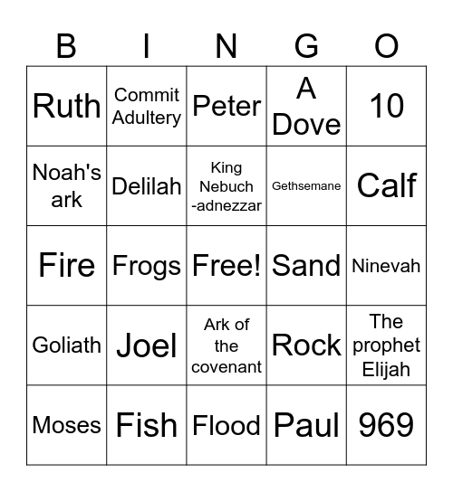 Bible Bingo Card