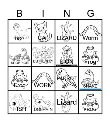 Animals Bingo Card