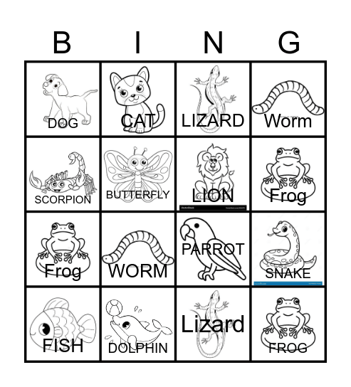 Animals Bingo Card