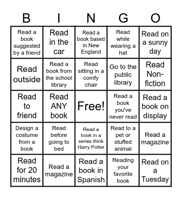 October Reading Bingo Card