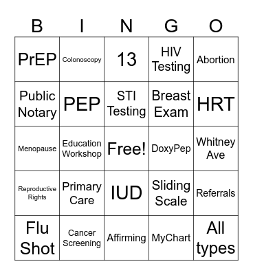 Rainbow Elders Bingo Card