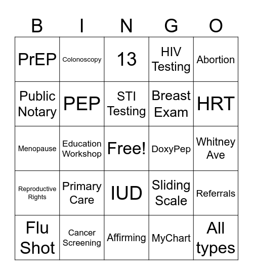 Rainbow Elders Bingo Card