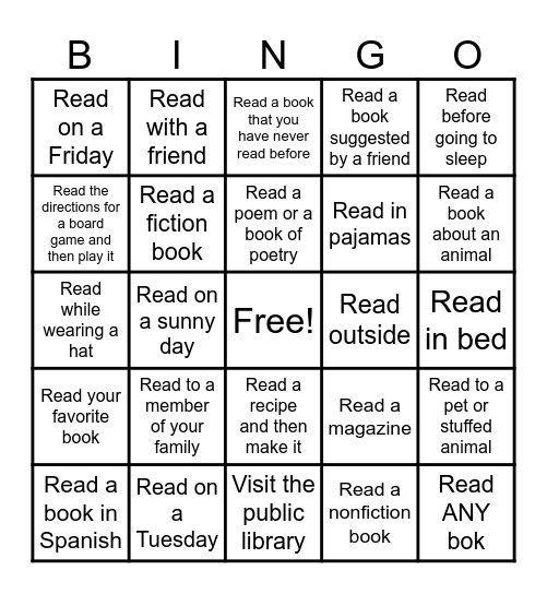 May Reading Bingo Card