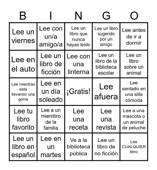 October Reading Bingo Card