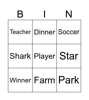 Joshua's Bingo Card