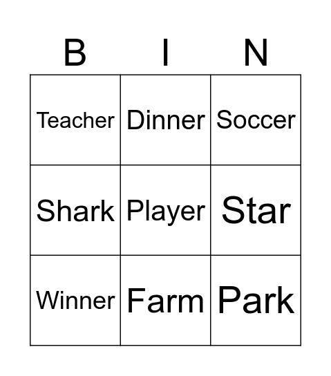 Joshua's Bingo Card