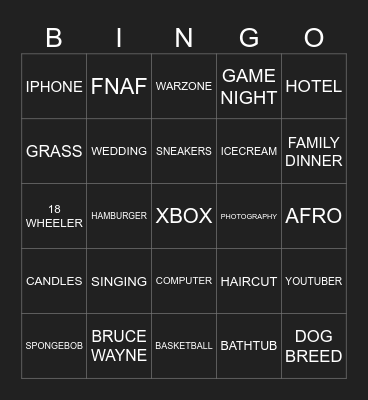 Untitled Bingo Card