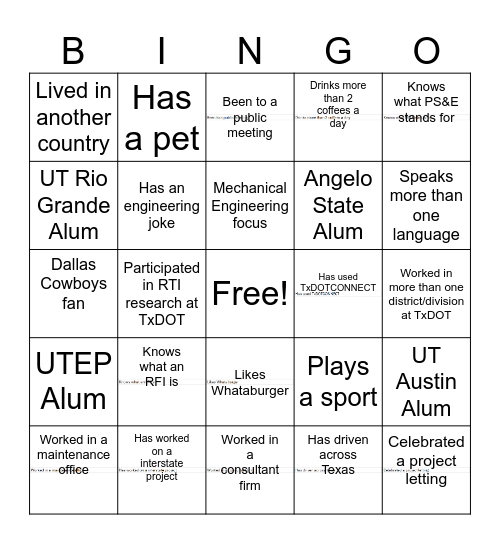 Bingo Card