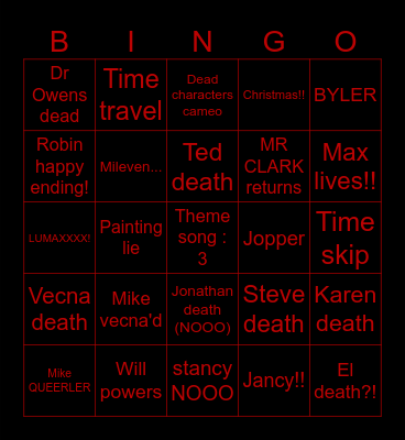 ST s5 predictions! Bingo Card