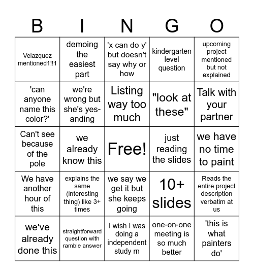 painting bingo Card