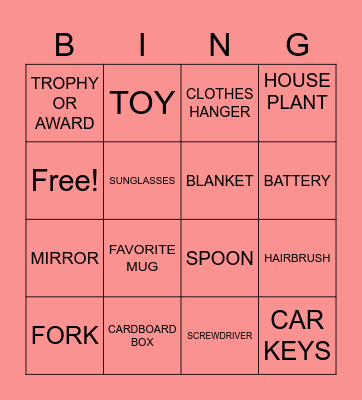 SCAVENGER HUNT BINGO #1 Bingo Card