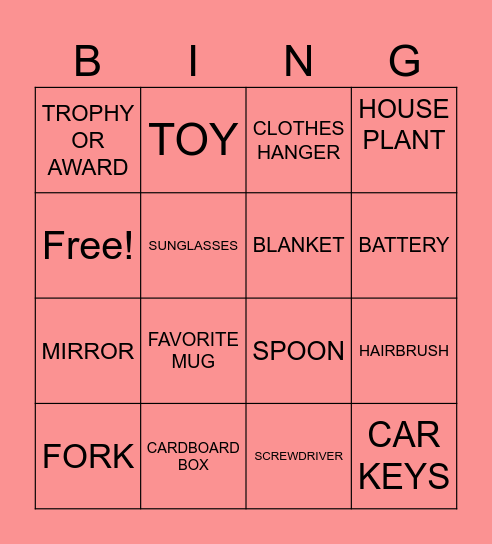 SCAVENGER HUNT BINGO #1 Bingo Card